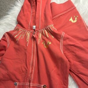 Girls peach true religion jogging suit size L